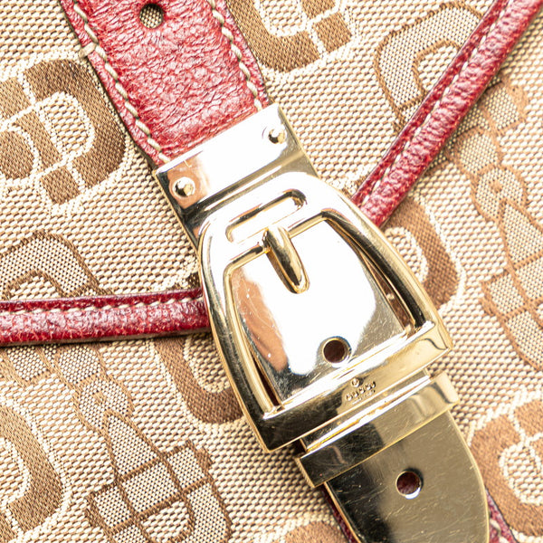 グッチ ホースビット 斜め掛け ショルダーバッグ 145762 ワインレッド ベージュ キャンバス レザー レディース GUCCI 【中古】