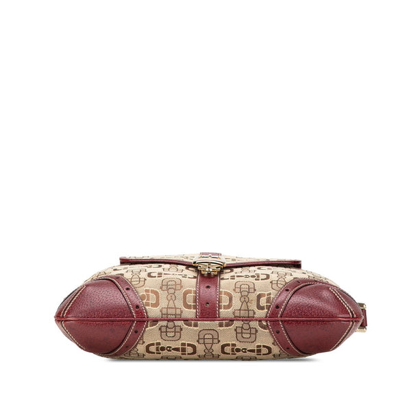 グッチ ホースビット 斜め掛け ショルダーバッグ 145762 ワインレッド ベージュ キャンバス レザー レディース GUCCI 【中古】