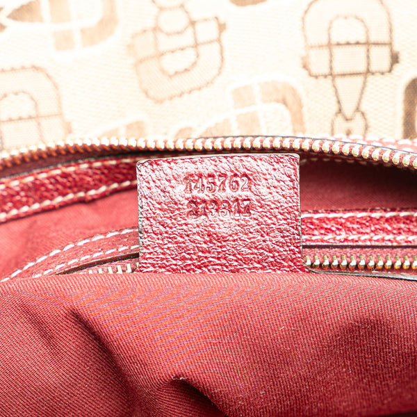 グッチ ホースビット 斜め掛け ショルダーバッグ 145762 ワインレッド ベージュ キャンバス レザー レディース GUCCI 【中古】