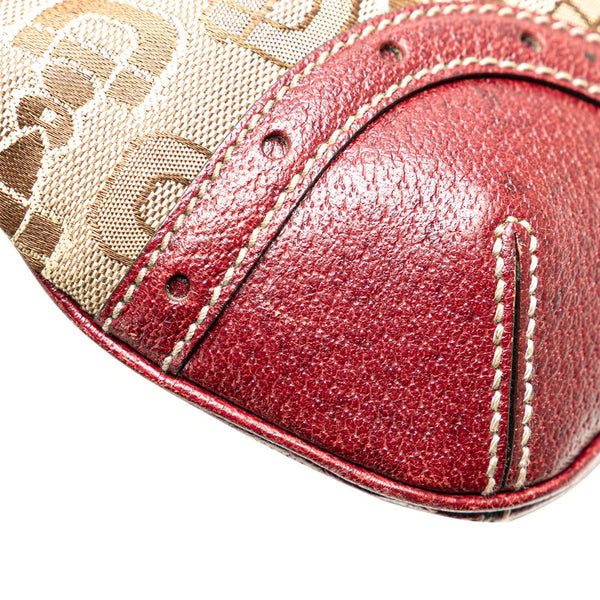 グッチ ホースビット 斜め掛け ショルダーバッグ 145762 ワインレッド ベージュ キャンバス レザー レディース GUCCI 【中古】