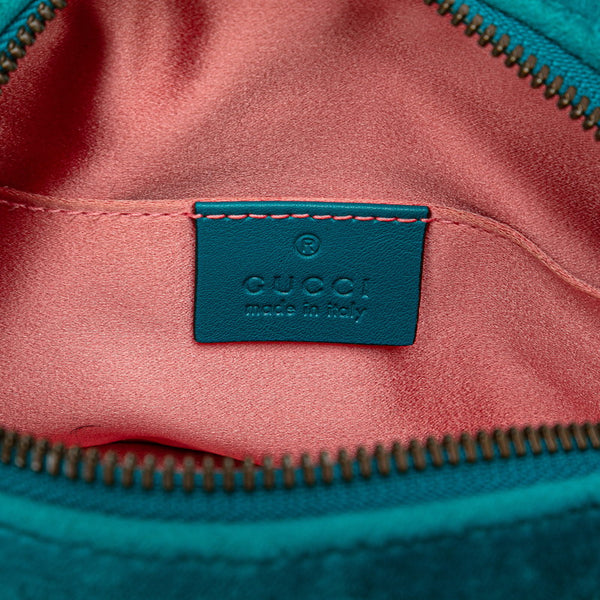 グッチ GGマーモント キルティング ボディバッグ ウエストバッグ 476434 グリーン ブルー ベロア レザー レディース GUCCI 【中古】