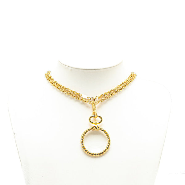 シャネル ココマーク ルーペ ラウンド ネックレス ゴールド メッキ レディース CHANEL 【中古】
