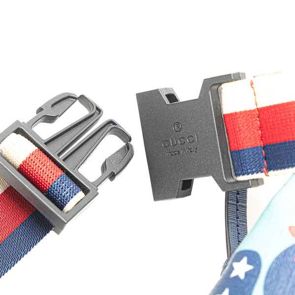 グッチ ストロベリー イチゴ いちご 苺 ウエストバッグ ボディバッグ 502095 ブルー マルチカラー PVC レザー レディース GUCCI 【中古】