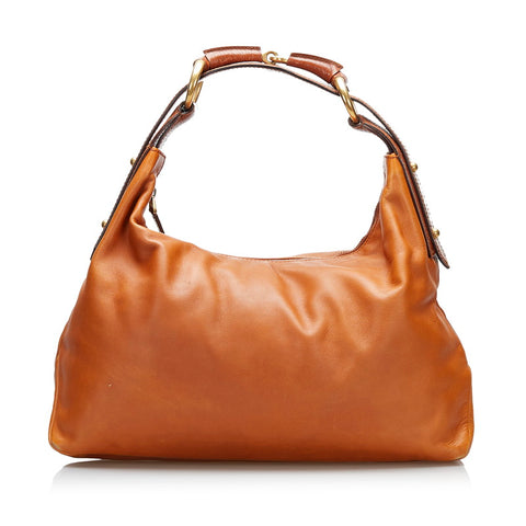 グッチ ホースビット ワンショルダーバッグ ハンドバッグ 115867 ブラウン レザー レディース GUCCI 【中古】