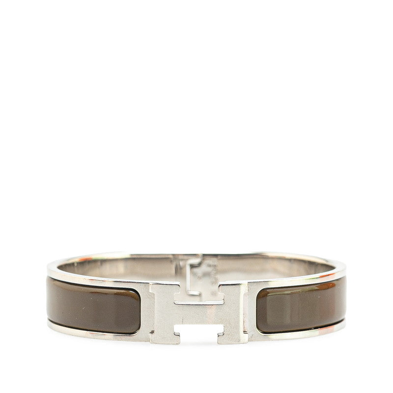エルメス クリックH PM バングル シルバー ブラウン メタル レディース HERMES 【中古】