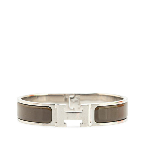 エルメス クリックH PM バングル シルバー ブラウン メタル レディース HERMES 【中古】