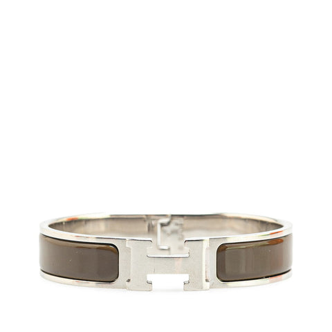 エルメス クリックH PM バングル シルバー ブラウン メタル レディース HERMES 【中古】