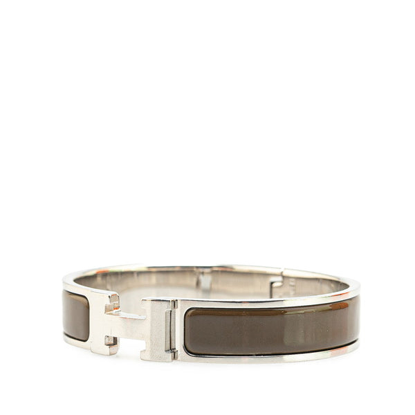 エルメス クリックH PM バングル シルバー ブラウン メタル レディース HERMES 【中古】