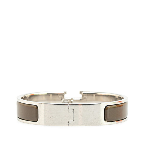エルメス クリックH PM バングル シルバー ブラウン メタル レディース HERMES 【中古】