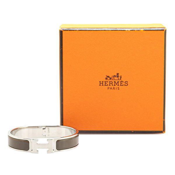 エルメス クリックH PM バングル シルバー ブラウン メタル レディース HERMES 【中古】