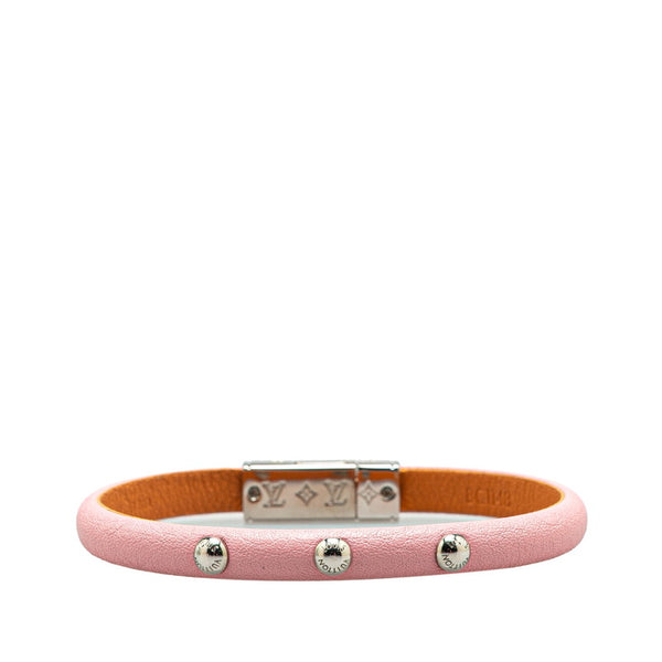 ルイ ヴィトン モノグラム ブレスレット M6437 ピンク シルバー レザー メタル レディース LOUIS VUITTON 【中古】