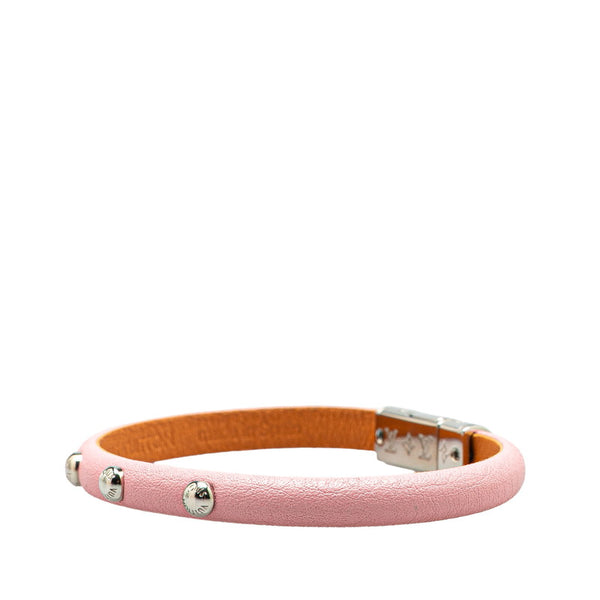 ルイ ヴィトン モノグラム ブレスレット M6437 ピンク シルバー レザー メタル レディース LOUIS VUITTON 【中古】