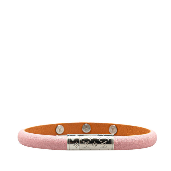 ルイ ヴィトン モノグラム ブレスレット M6437 ピンク シルバー レザー メタル レディース LOUIS VUITTON 【中古】