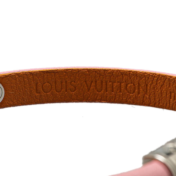ルイ ヴィトン モノグラム ブレスレット M6437 ピンク シルバー レザー メタル レディース LOUIS VUITTON 【中古】
