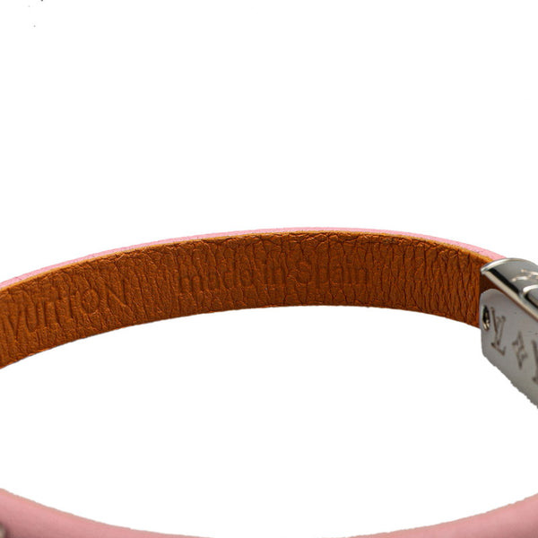 ルイ ヴィトン モノグラム ブレスレット M6437 ピンク シルバー レザー メタル レディース LOUIS VUITTON 【中古】