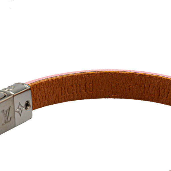 ルイ ヴィトン モノグラム ブレスレット M6437 ピンク シルバー レザー メタル レディース LOUIS VUITTON 【中古】
