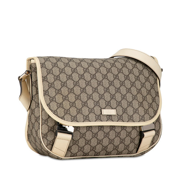 グッチ GGスプリーム 斜め掛けショルダーバッグ 201732 ベージュ ホワイト PVC レザー レディース GUCCI 【中古】