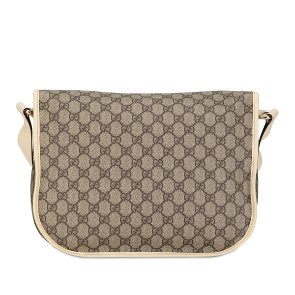 グッチ GGスプリーム 斜め掛けショルダーバッグ 201732 ベージュ ホワイト PVC レザー レディース GUCCI 【中古】