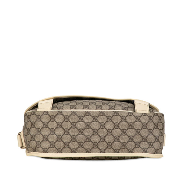 グッチ GGスプリーム 斜め掛けショルダーバッグ 201732 ベージュ ホワイト PVC レザー レディース GUCCI 【中古】