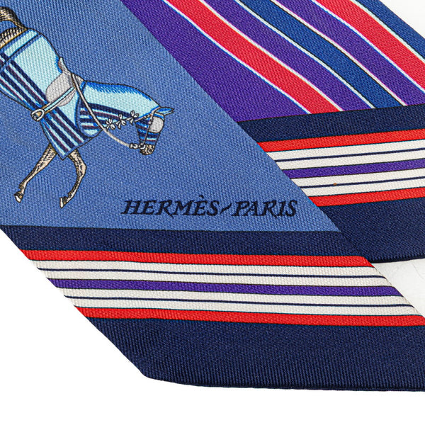 エルメス ツイリー Couvertures Nouvelles 馬着 スカーフ ブルー マルチカラー シルク レディース HERMES 【中古】
