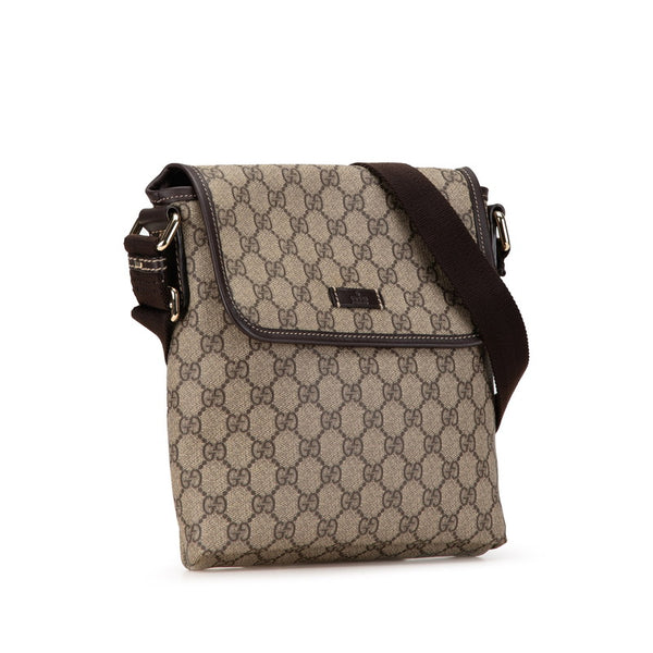 グッチ GGスプリーム 斜め掛け ショルダーバッグ 223666 ベージュ ブラウン PVC レザー レディース GUCCI 【中古】