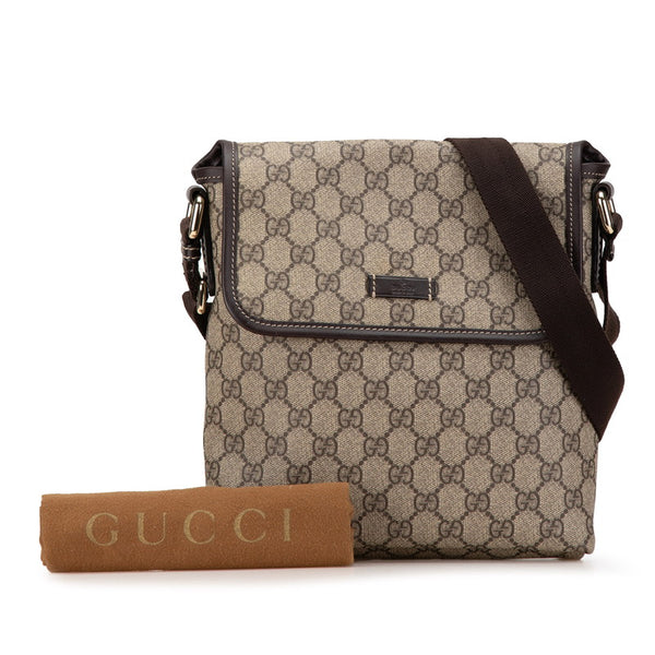 グッチ GGスプリーム 斜め掛け ショルダーバッグ 223666 ベージュ ブラウン PVC レザー レディース GUCCI 【中古】