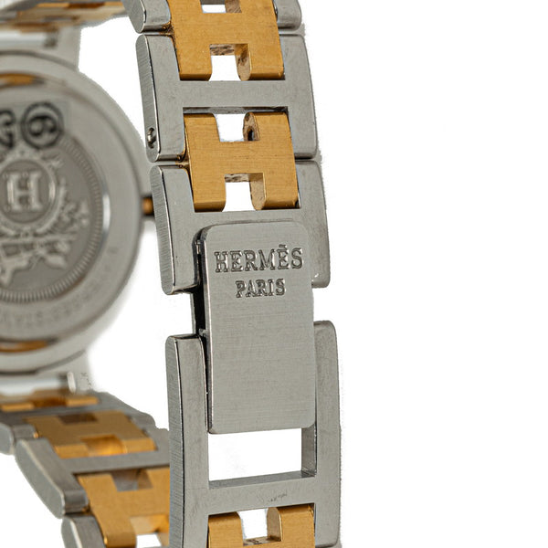 エルメス クリッパー 腕時計 CL4.220 クオーツ アイボリー文字盤 ステンレススチール メッキ レディース HERMES 【中古】