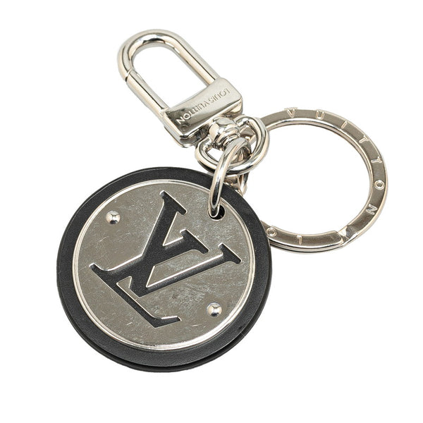 ルイ ヴィトン ポルト クレ LVサークル キーリング キーホルダー M00741 シルバー ブラック メタル レザー レディース LOUIS VUITTON 【中古】