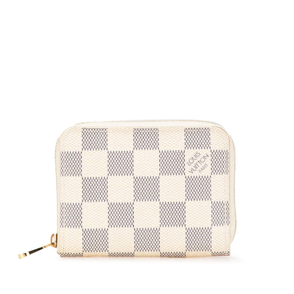 ルイ ヴィトン ダミエ アズール ジッピー コインパース コインケース N63069 ホワイト PVC レザー レディース LOUIS VUITTON 【中古】