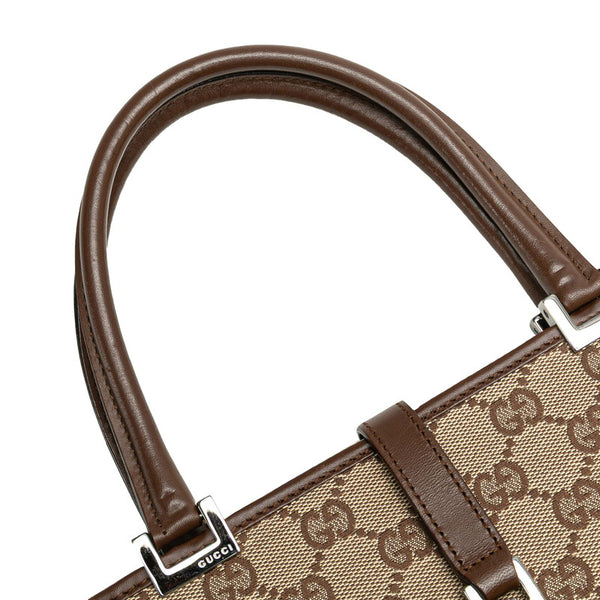 グッチ GGキャンバス ジャッキー ハンドバッグ 002 1065 ベージュ ブラウン キャンバス レザー レディース GUCCI 【中古】