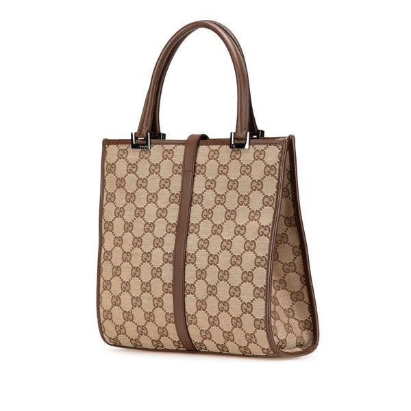 グッチ GGキャンバス ジャッキー ハンドバッグ 002 1065 ベージュ ブラウン キャンバス レザー レディース GUCCI 【中古】