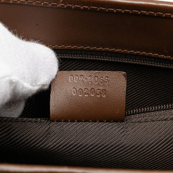 グッチ GGキャンバス ジャッキー ハンドバッグ 002 1065 ベージュ ブラウン キャンバス レザー レディース GUCCI 【中古】