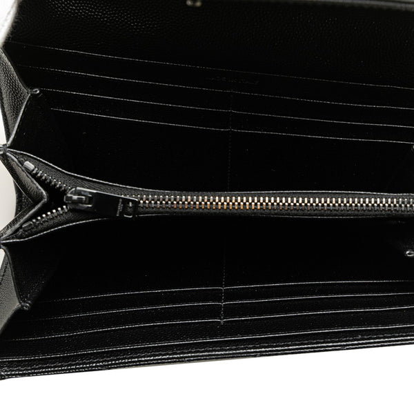 サンローラン Vステッチ YSLロゴ 二つ折り財布 ブラック レザー レディース SAINT LAURENT 【中古】