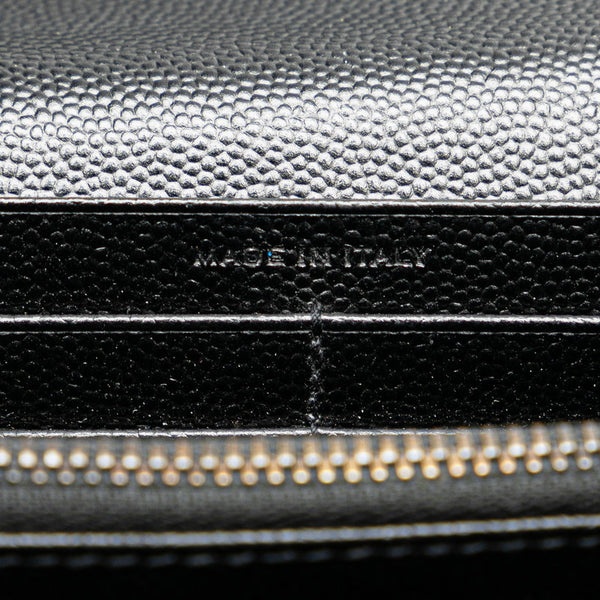 サンローラン Vステッチ YSLロゴ 二つ折り財布 ブラック レザー レディース SAINT LAURENT 【中古】