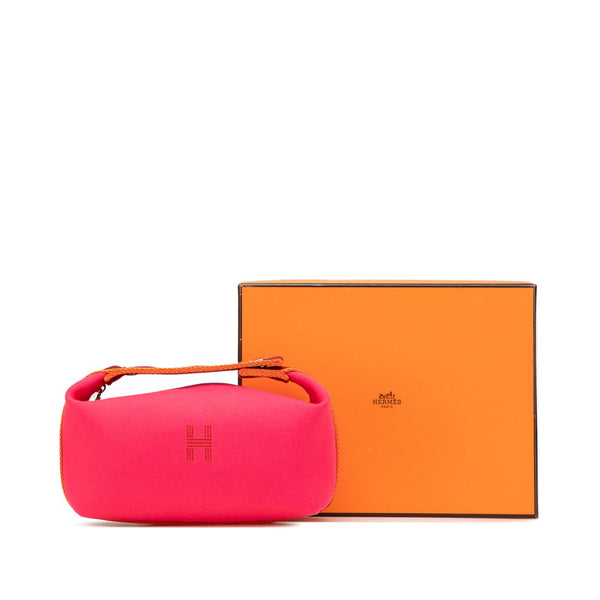 エルメス ブリッド ア ブラックPM ハンドバッグ ポーチ ハイビスカス ピンク トワルアッシュ レディース HERMES 【中古】