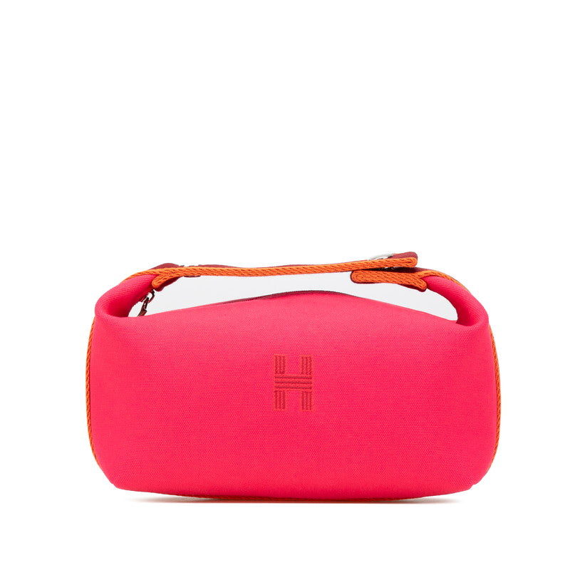 エルメス ブリッド ア ブラックPM ハンドバッグ ポーチ ハイビスカス ピンク トワルアッシュ レディース HERMES 【中古】