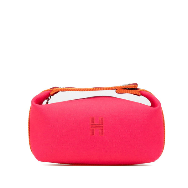 エルメス ブリッド ア ブラックPM ハンドバッグ ポーチ ハイビスカス ピンク トワルアッシュ レディース HERMES 【中古】