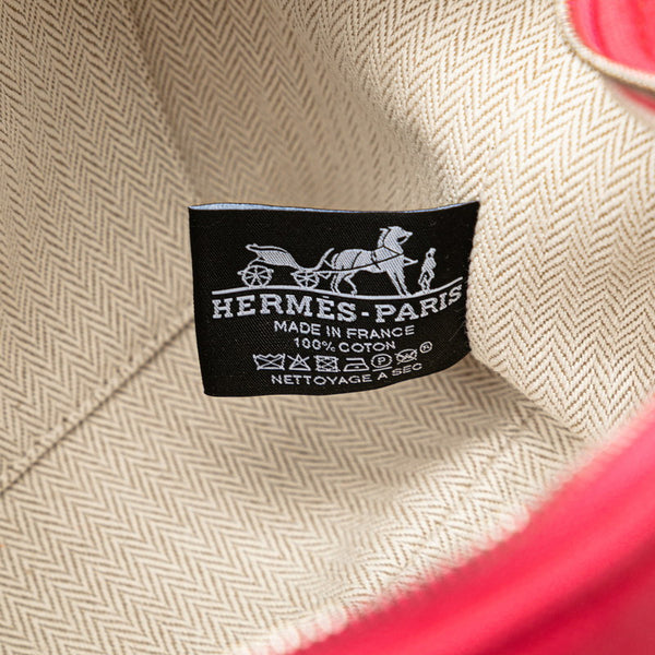 エルメス ブリッド ア ブラックPM ハンドバッグ ポーチ ハイビスカス ピンク トワルアッシュ レディース HERMES 【中古】