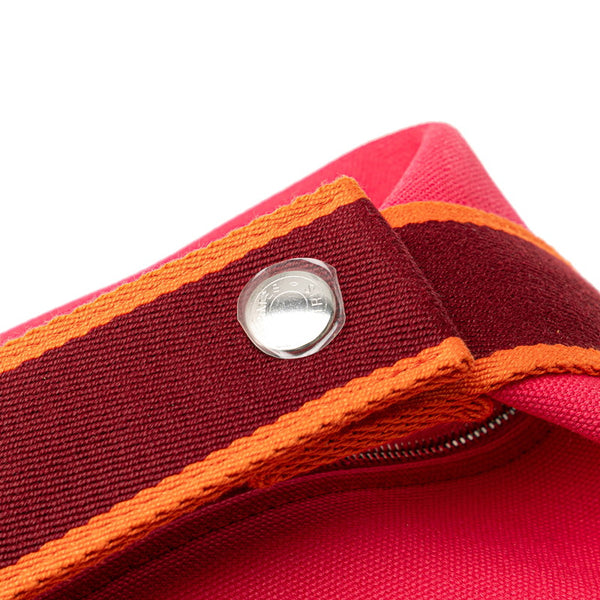 エルメス ブリッド ア ブラックPM ハンドバッグ ポーチ ハイビスカス ピンク トワルアッシュ レディース HERMES 【中古】