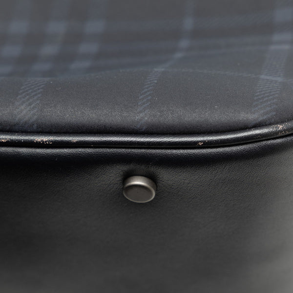 バーバリー チェック ハンドバッグ トートバッグ ネイビー ブラック キャンバス レザー レディース BURBERRY 【中古】