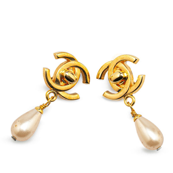 シャネル ココマーク ターンロック イヤリング ゴールド メッキ フェイクパール レディース CHANEL 【中古】