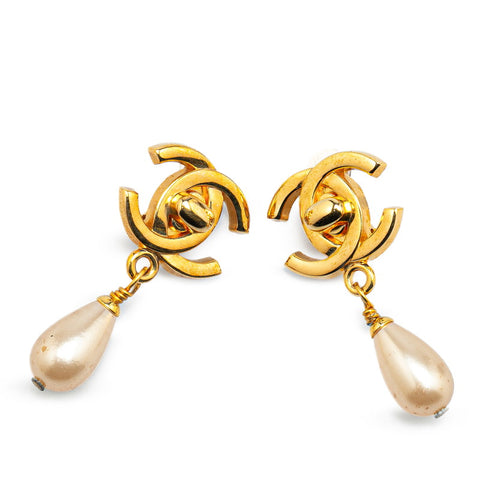 シャネル ココマーク ターンロック イヤリング ゴールド メッキ フェイクパール レディース CHANEL 【中古】