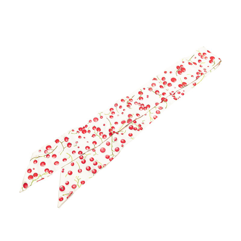 エルメス ツイリー Red berries 赤い果実 レッドベリー スカーフ ホワイト レッド マルチカラー シルク レディース HERMES 【中古】