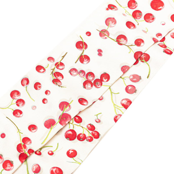 エルメス ツイリー Red berries 赤い果実 レッドベリー スカーフ ホワイト レッド マルチカラー シルク レディース HERMES 【中古】