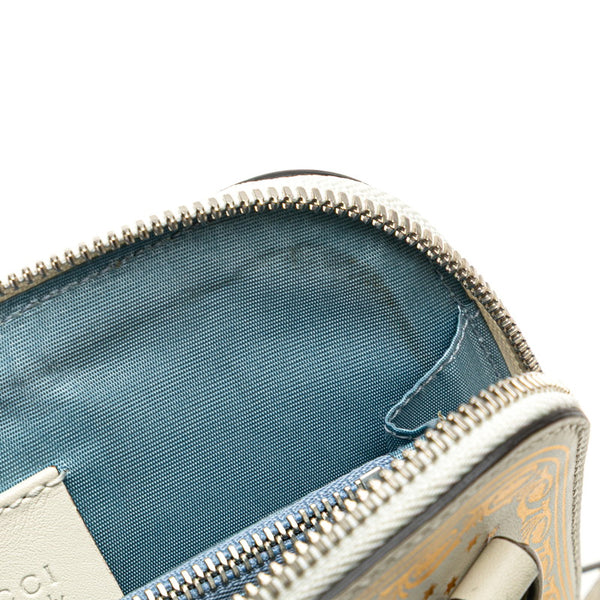 グッチ GUCCY SEGA プリント ミニ 斜め掛け ショルダーバッグ 511189 ホワイト ゴールド レザー レディース GUCCI 【中古】