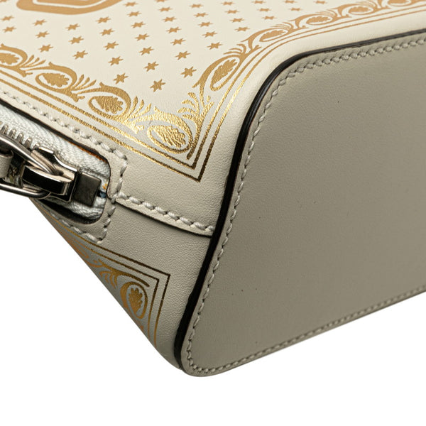 グッチ GUCCY SEGA プリント ミニ 斜め掛け ショルダーバッグ 511189 ホワイト ゴールド レザー レディース GUCCI 【中古】