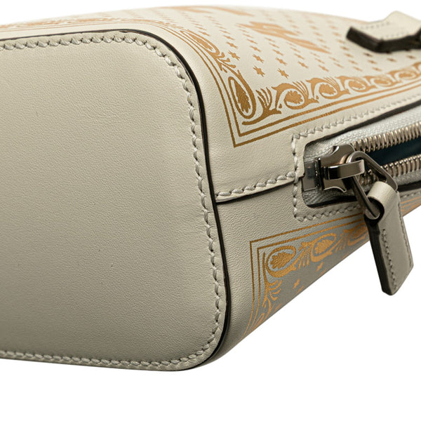 グッチ GUCCY SEGA プリント ミニ 斜め掛け ショルダーバッグ 511189 ホワイト ゴールド レザー レディース GUCCI 【中古】