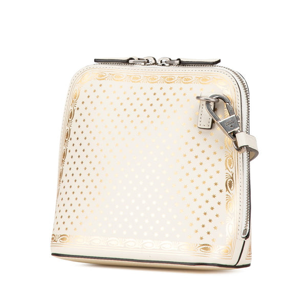 グッチ GUCCY SEGA プリント ミニ 斜め掛け ショルダーバッグ 511189 ホワイト ゴールド レザー レディース GUCCI 【中古】