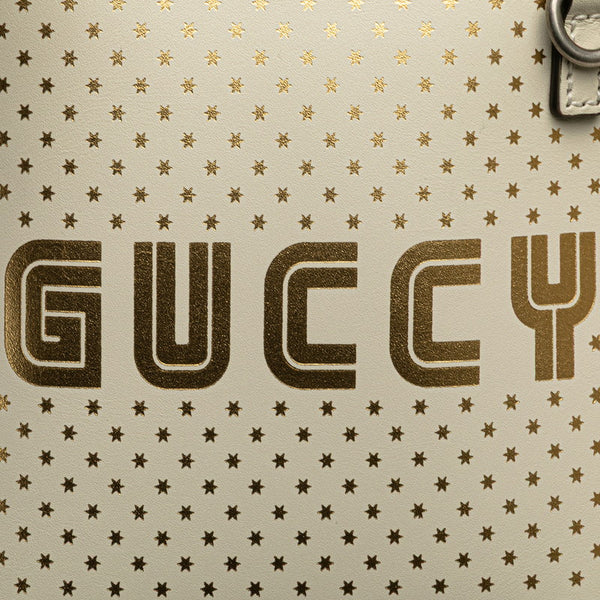 グッチ GUCCY SEGA プリント ミニ 斜め掛け ショルダーバッグ 511189 ホワイト ゴールド レザー レディース GUCCI 【中古】