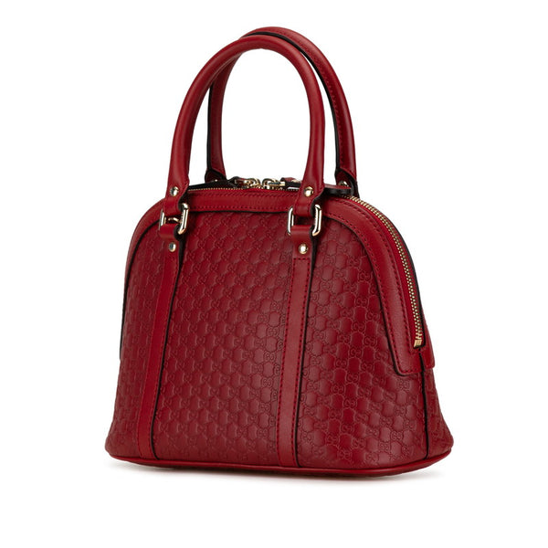 グッチ マイクログッチシマ ハンドバッグ ショルダーバッグ 2WAY 449654 レッド レザー レディース GUCCI 【中古】